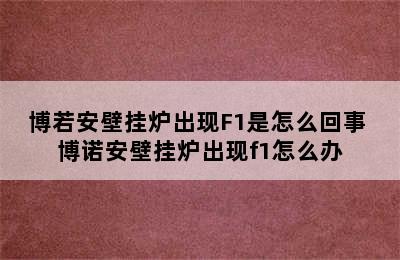 博若安壁挂炉出现F1是怎么回事 博诺安壁挂炉出现f1怎么办